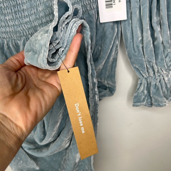 NWT Reformation Albi Silk Velvet Mini Dress in Turquoise - Picture 7 of 9